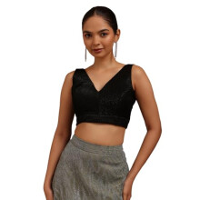 Blusa Padded Preta em Spandex para Mulheres Soch
