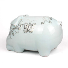 Large Gold Ceramic Piggy Bank, Cute Golden Pig Money Box for Home Decor and Birthday Gifts
