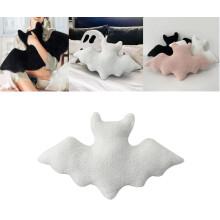 Halloween Bat Plush Pillow 16 Inch Soft Bat Shaped Throw Pillow White Gothic Home Decor for Couch Bed