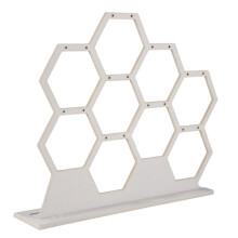 Naturligt Trä Vit Honeycomb Smycken ÖRhäNgen Halsband FöRvaringsstäLl HåLlare Smycken Display Stand ÖRhäNgen FöRvaringsstäLl