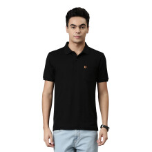 Dixcy Scott Maximus Polo Masculino Liso com Logótipo, Colarinho, Mangas Curtas e Bolso