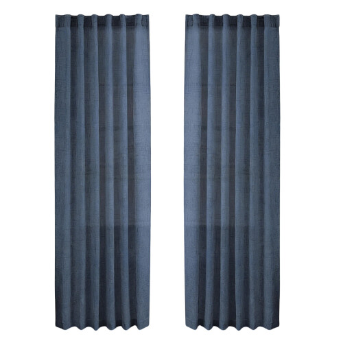 Imitation Linen Curtains 2 Panel Set Light-Navy blue W127 214