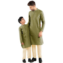 Conjunto de Kurta Verde Oliva com Pajama para Rapaz