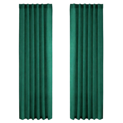 Back Tab Window Drape Semi Sheer Curtains-dark green W127 214