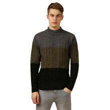 Suéter Pullover de Manga Longa Slim Fit Multicolorido para Homens Dennis Lingo