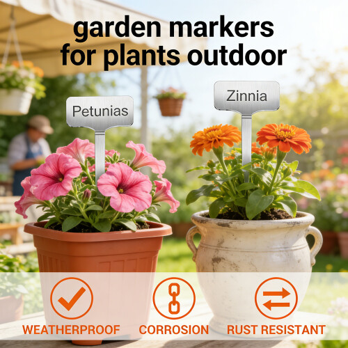 Rusts Proof Gardening Markers Elegant Metal Plant Identification 2