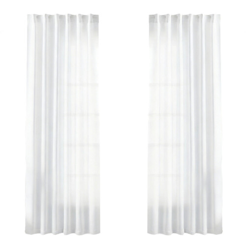 2 Panel Faux Linen Curtains Light Filtering-White W127 214