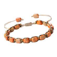Stilvolles Armband aus Natursteinperlen mit verstellbarer-Orange