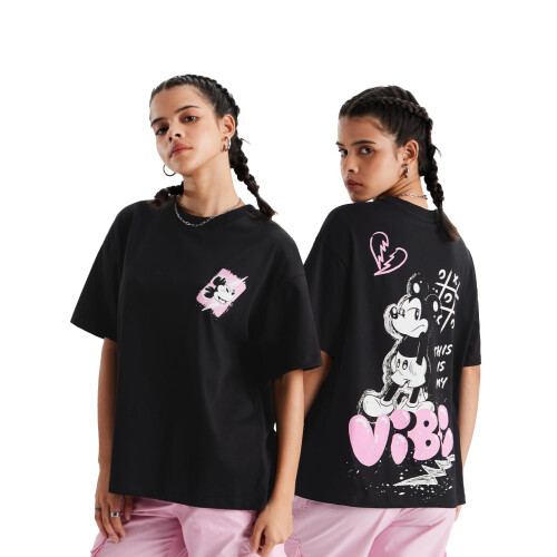 The Souled Store Επίσημο Mickey Mouse: Γκράφιτι Γυναικεία και Κοριτσίστικα T-Shirts Μαύρα