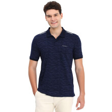 Herre Navy Print Polo T-Shirt med Krave