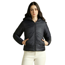 Dl Vrouwen Regular Fit Polyester Effen Volledige Mouwen Hooded Gewatteerde Jassen