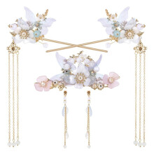 3 Pezzi di Nappe di Fiori di Camelia Forcina, Fermagli per Capelli di Perle Copricapo Retrò Cinese Hanfu Matrimonio Spose Accessori per Capelli