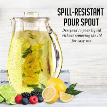Pichet à Eau pour Fruits 2,5 L avec Couvercle Amovible et Tige D'Infusion, Pichet pour Boissons, Limonade, Jus et Thé Glacé.
