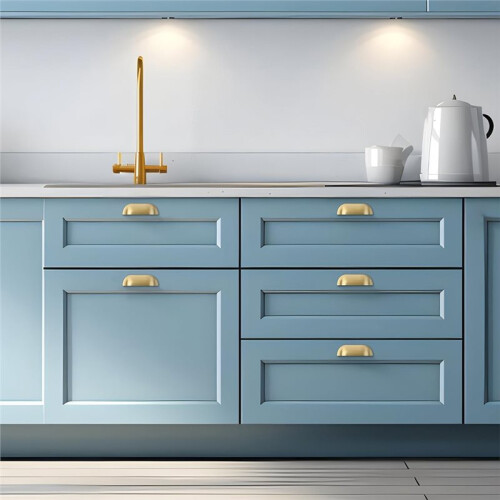 Gold Shell Shape Brass Handle for Kitchen and Bathroom Cabinets, 128mm 1