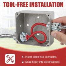15 Pack Cable Connectors, 3/8" Snap in Connectors Zinc Electrical Conduit Connector for Steel and Aluminum Cable