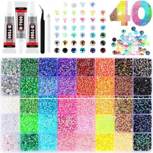40 Colors Resin Jelly Rhinestones for Bedazzling, 3mm 32000 Pcs Flatback Gems for Crafts,DIY Projects