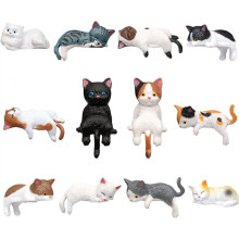 12 Stuks Katten Auto-Dashboardaccessoires, -Kattenbeeldjes, Grappige Computermonitor Bureaudecoraties voor Vrouwen en Meisjes