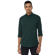 Allen Solly Mænds Ensfarvet Slim Fit Casual Skjorte (Assfwmof764302_Grøn 44)