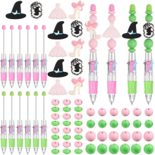 1 Set Hexenprinzessin Perlenkugelschreiber, Mehrfarbiges Nachfüllbares Kugelschreiberset für Kinder und Schüler, DIY Perlenkugelschreiber