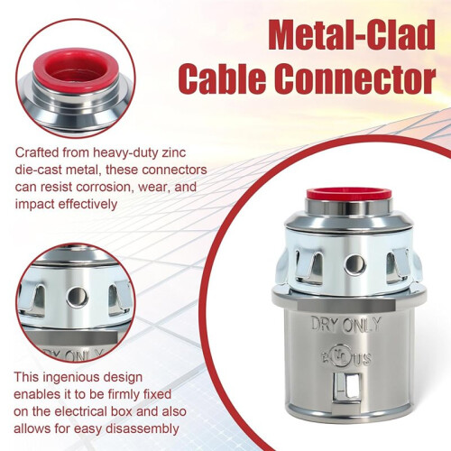 Pacote com 15 Conectores de Cabo, Conectores de Encaixe de 3/8" em Zinco para Eletrodutos Elétricos, para Cabos de Aço e Alumínio 1