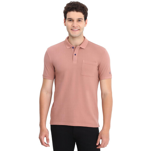 Allen Solly Ανδρικό Πόλο T-Shirt Ροζ Υφή
