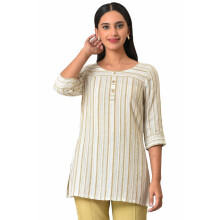 Aurelia WomenS Rayon Solid Regular Beige Yarn-Dyed Kurti (23Fea30322-704120