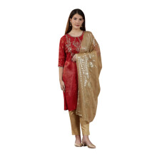 Aurelia Lenço Chiffon Floral Dourado para Mulheres