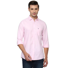 Camisas Casuais de Manga Longa Slim Fit em Rosa Allen Solly para Homens
