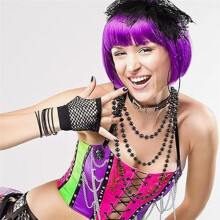 80er-Jahre-Kostümzubehör für Damen, Party-Set mit Spitzenstirnband, Ohrringen, Netzhandschuhen, Halskette, Armband