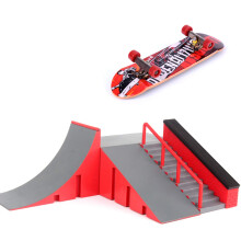 Finger Skate Park Ramp Kit with Fingerboard and Mini Scooter Prop for Creative Trick Practice