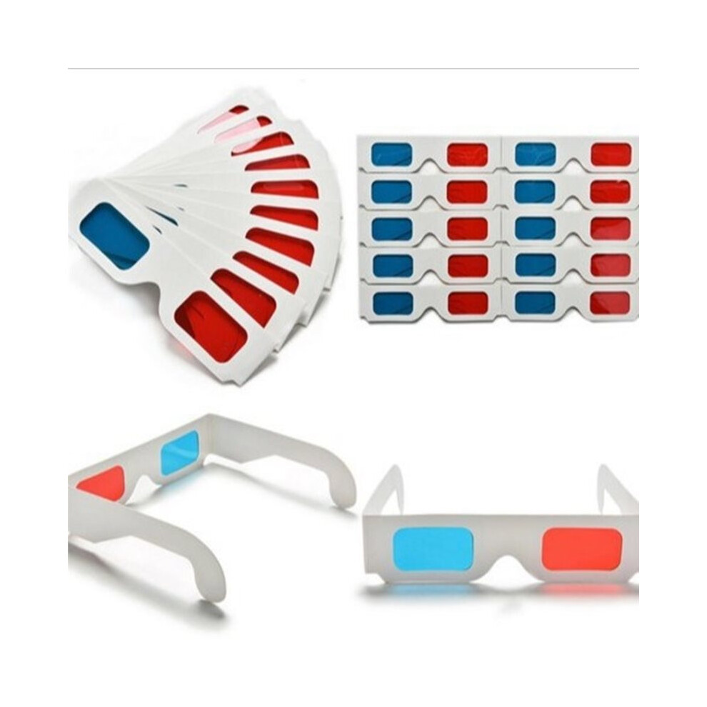 100Pcs Disposable 3D Movie Glasses, Movie Eyeglasses Viewing Paper Anaglyph Refraction Cardboard Movies Game Style Cyan 6033505744708