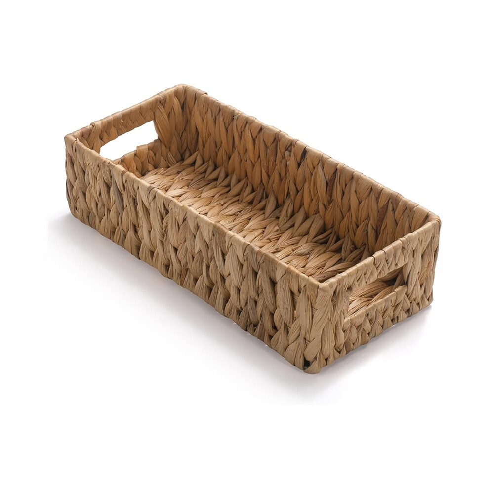 Saudism Water Hyacinth Basket For Toilet Paper,Wicker Baskets For Storage With Built-In Handles (14.2X6.5x3.7 Inch)