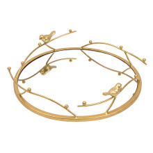 Decorative Metal Bird Mirror Jewelry Tray Organizers-S round