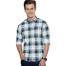 The Indian Garage Co Ανδρικό Πουκάμισο Καρό Slim Fit (0121-SH69-05_Άσπρο S)