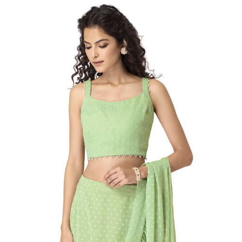 Indya Dames Mint Top Swiss Dot Spaghetti