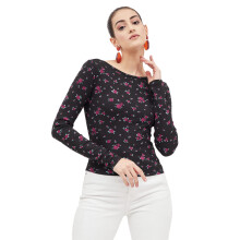 Harpa Blouse Femme Fleurie Regular (Gr6532_Noir XL)