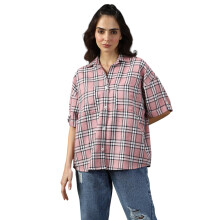 Chemises Oversized à Carreaux en Coton pour Femmes 53