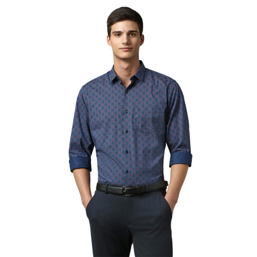 Allen Solly Ανδρικά Πολυάριθμα Slim Fit Εκτυπωμένα Κοντομάνικα Επίσημα Πουκάμισα