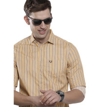 The Indian Garage Co Κοντομάνικη Ανδρική Ριγέ Πουκάμισο Slim Fit (0523-SHPPCS-01-01_Καφε L)