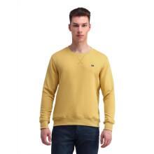 Sweatshirt Casual Masculino Amarelo Sólido de Gola Redonda Manga Longa (Asaiss3942_Amarelo_G)