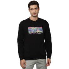 Allen Solly Heren Zwart Crew Neck Lange Mouwen Casual Sweatshirt