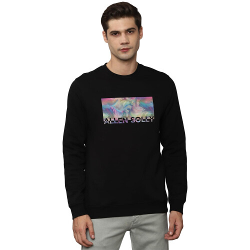 Allen Solly Ανδρικό Μαύρο Μπλουζάκι Crew Neck Με Μακριά Μανίκια