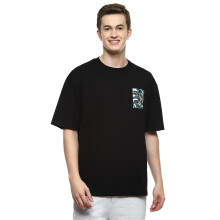 Camiseta Hummel Steeze Masculina Oversize, Gola Redonda, Impressão Gráfica Casual - XL Preto