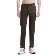 Arrow Sports Heren Bruine Effen Middelhoge Katoenen Slim Fit Broek (X11730F8T9C_Brown_32)