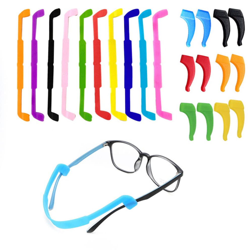 Anti Slip Silicone Eyeglass Strap with Ear Hooks, Adjustable Soft Glasses Retainer for Adults and Kids