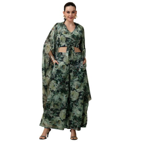 Libas Dames Geprinte Chiffon Co-Ord Set