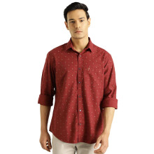 Indian Terrain Ανδρικό Πουκάμισο Slim Fit με Σχέδιο (Itmsh04476_Burgundy)