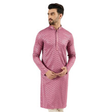 Kurta Masculino Rosa Viscose Rayon Chevron Bordado | Kurta Masculino | Kurta Bordado Masculino (Mku1103, Xl)