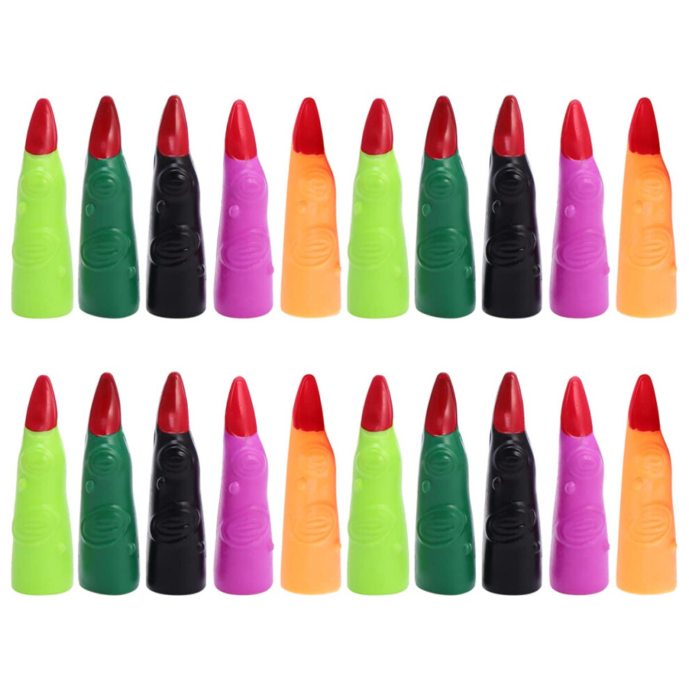 Halloween Witch Fingers Fake Nail Covers 20 Pcs Extra Long Tips for Costume Cosplay and Party