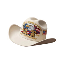 Fashionable Patriotic Embroidered Cowboy Hat Headwear-White